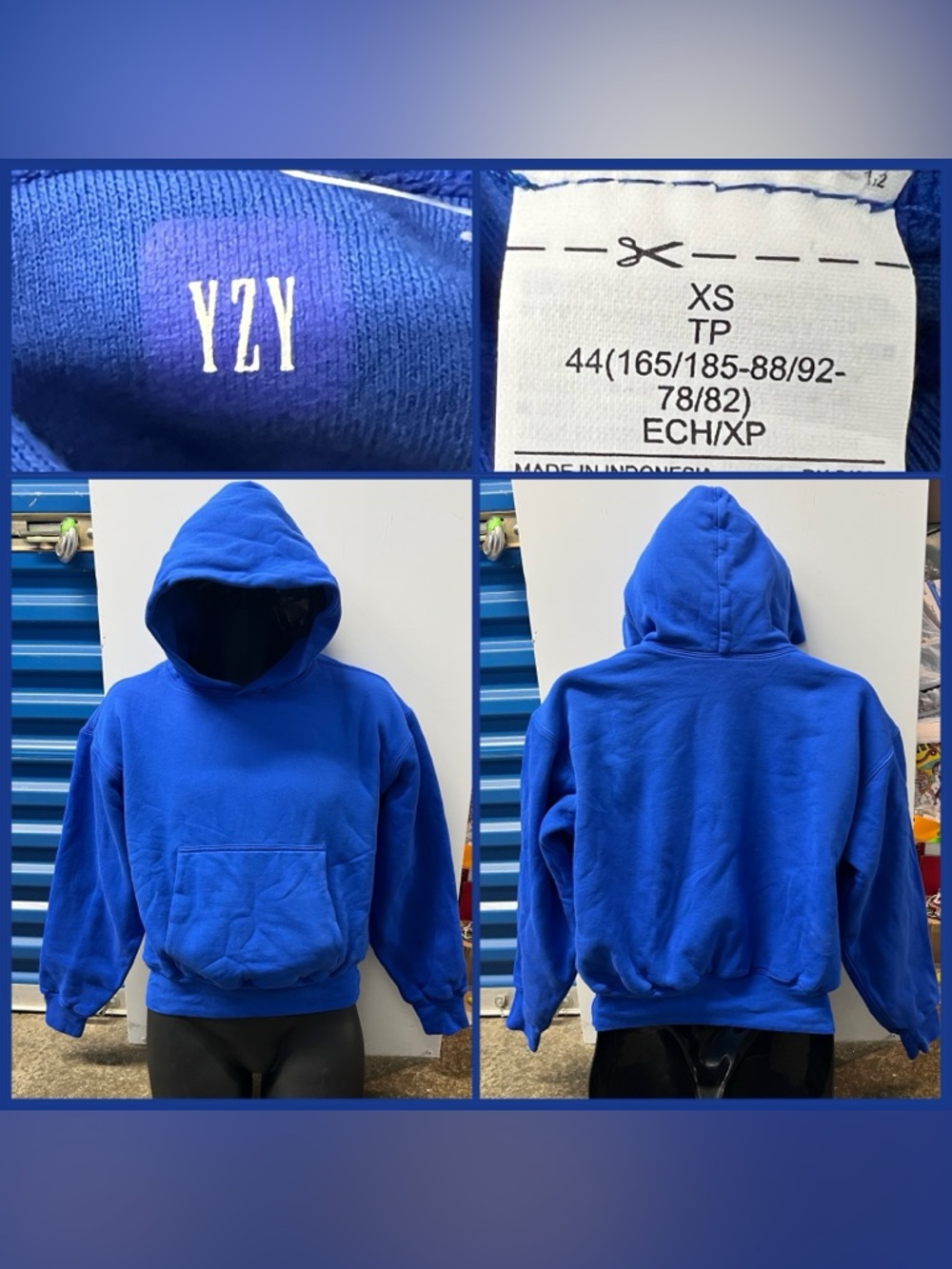 YZY Kanye West Ye Blue Men's Hoodie Sweatshirt Size XS